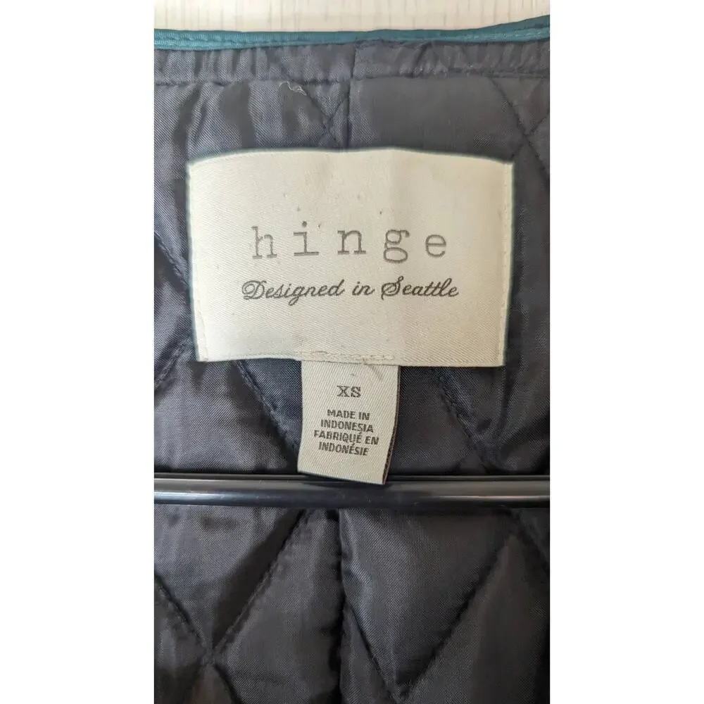 Hinge Wool Blend hooded jacket black green Tartan Plaid xsmall - Picture 7 of 13